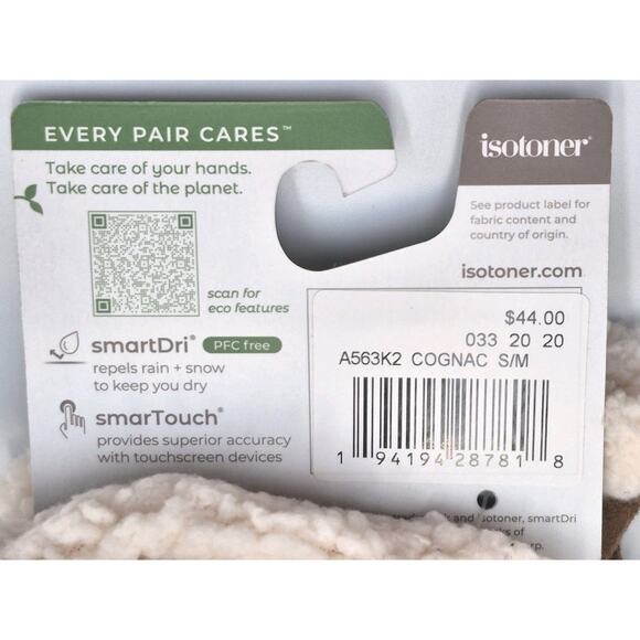 ISOTONER Cognac Fleece Lined Gloves Womens S/M Eco Comfort SmartDri SmarTouch - Picture 7 of 9